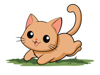 Cute cat or Kitten Running Vector Illustration