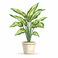 Lush Green Plant in Decorative Pot with Vibrant Leaves Display