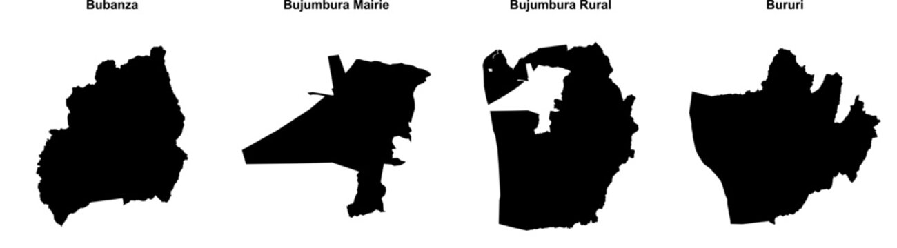 Bubanza, Bujumbura Mairie, Bujumbura Rural, Bururi outline maps