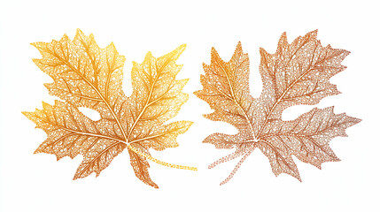 Detailed Close-Up of Maple Leaves in Autumn Colors and Textures