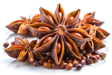 Close-up of star anise spice, perfect for culinary or herbal imagery.