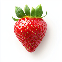 Close Up of a Single Ripe Red Strawberry on White Background