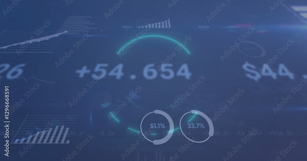 Poster image of scope scanning and data processing over blue background