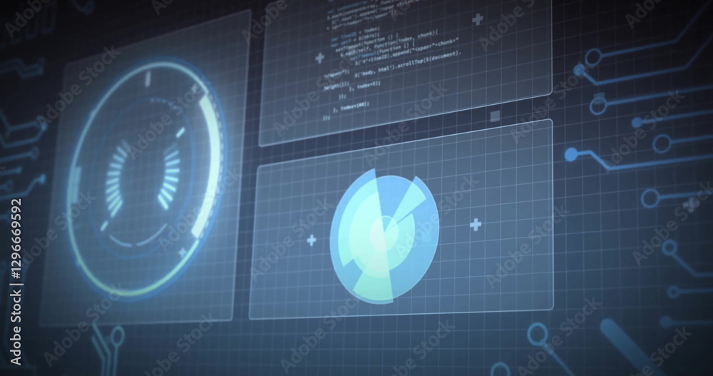 Poster image of scope scanning and data processing on black background