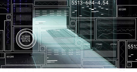Image of digital data processing over computer servers