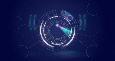 Image of scope scanning and data processing over dark background