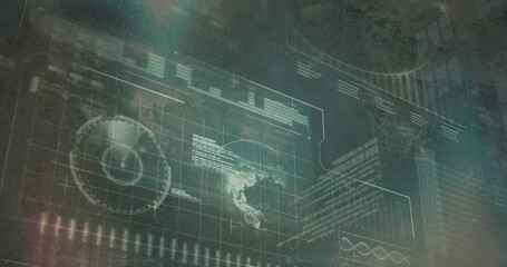 Image of statistics and data processing over screens