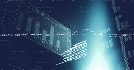 Image of digital data processing over black background