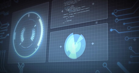 Image of scope scanning and data processing on black background