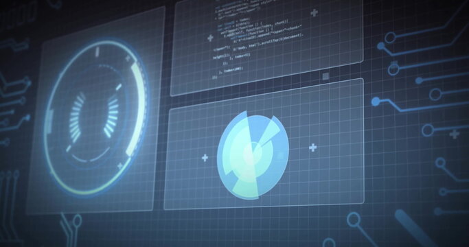 Image of scope scanning and data processing on black background