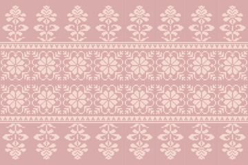 Geometric, seamless,pixel traditional ethnic, thai pattern, fabric pattern for textiles, rugs, wallpaper, clothing, sarong, batik, wrapping, embroidery, print, background, cover, illustration, vector.