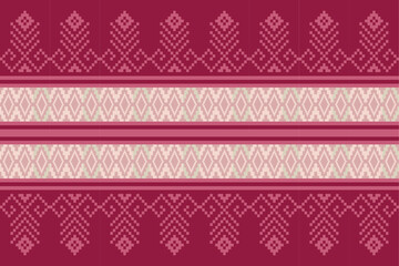 Geometric, seamless,pixel traditional ethnic, thai pattern, fabric pattern for textiles, rugs, wallpaper, clothing, sarong, batik, wrapping, embroidery, print, background, cover, illustration, vector.