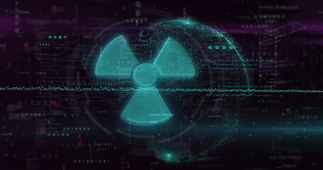 Image of financial data processing over globe