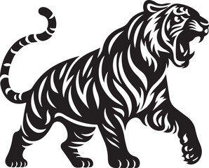 powerful Tiger silhouette vector art illustration
