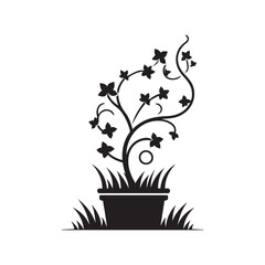 Modern Plant in Pot Silhouette Vector Illustration | Nature & Home Decor Icon Design