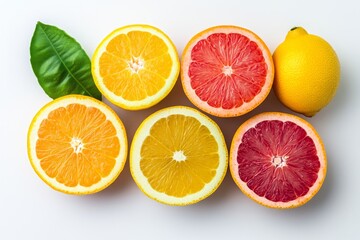Fototapeta premium A top-down shot of citrus fruits neatly arranged in a radial pattern