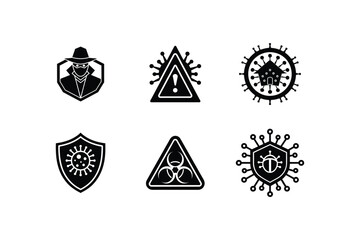 Human Virus Protection Icon Set Silhouette Vector Art | Health & Safety Prevention Symbols