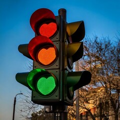 Eine Ampel mit Herzen.
