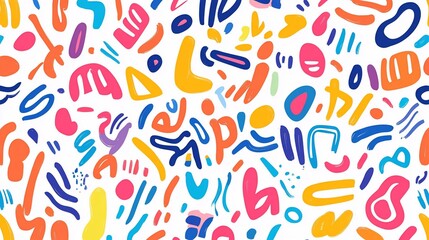 Colorful abstract shapes pattern, textile design