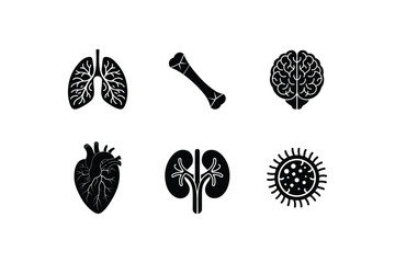 Human Organ Icon Set Silhouette Vector Art | Anatomy & Medical Illustration