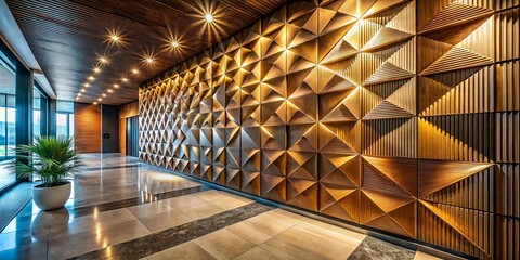 Obraz premium Modern Interior Design: Earthy Textured Wall Panels with Elegant Patterns