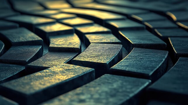 Uneven Path Symbolizing Binary Code in Abstract Texture of Dark Tiles