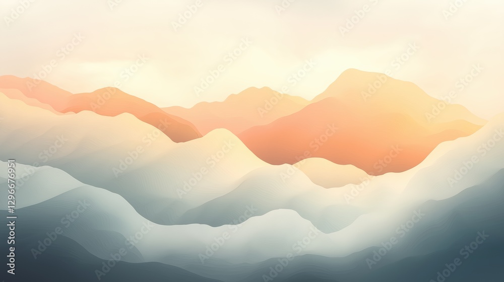 Poster abstract representation of soft weather patterns forming in pastel hues and layers