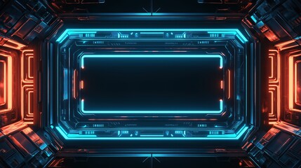 Obraz premium Background abstract neon cyberpunk blue technology banner wallpaper