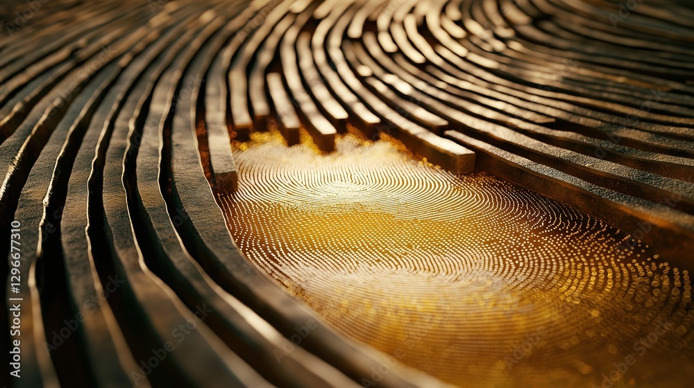 Poster abstract concept of fingerprint dissolving into pixelated data visual representation