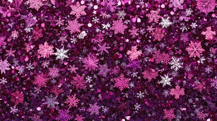 Obraz premium Sparkling Snowflakes and Confetti in Shades of Pink and Purple