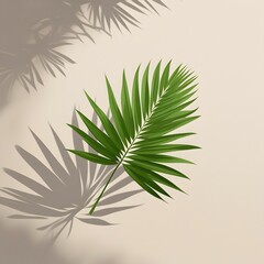 The Beauty of Palm Leaves with Artistic Shadows on a Minimalist Background