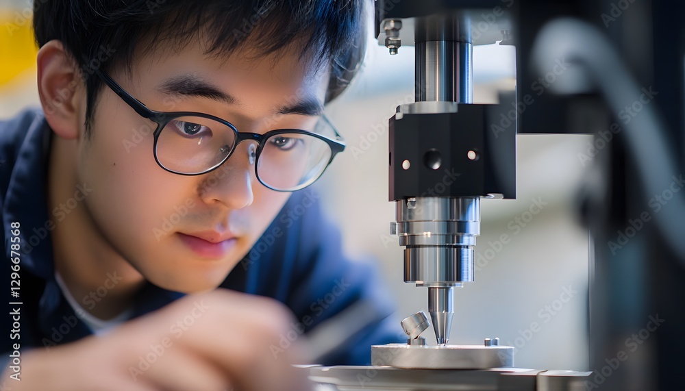 Poster Young Scientist Conducting Precision Experiment in Laboratory Setting