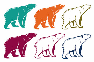 set of Polar Bear silhouette vector illustration