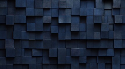 Abstract dark blue cube wall background.  Possible use for a modern design or architectural concept