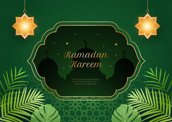 Ramadan Kareem Emerald Green and Black Elegant Background