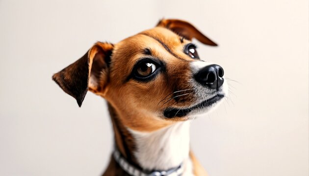 Portrait of two small dogs with a brown coat against a white background.