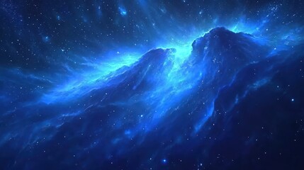 Fototapeta premium Exploring a Stunning Deep Blue Nebula Filled with Stars and Light