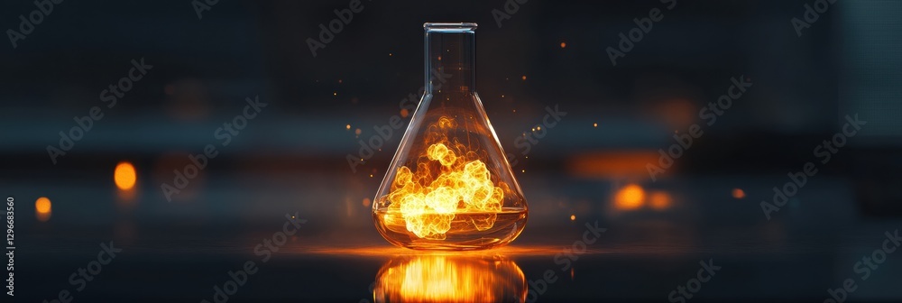 Poster transparent gas fills laboratory beaker showcasing molecular details and diagrams in advanced scient