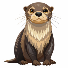 Cute Cartoon Otter Close-Up with Big Eyes and Playful Expression

