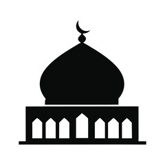 Silhouette of a church and mosque in a cityscape vector illustration