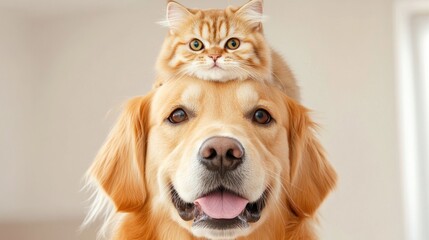 Fluffy Kitten And Playful Dog Together