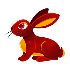 Chinese rabbit illustration in flat style