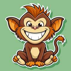 Cheerful Cartoon Monkey Character with Spiky Hair and Mischievous Smile