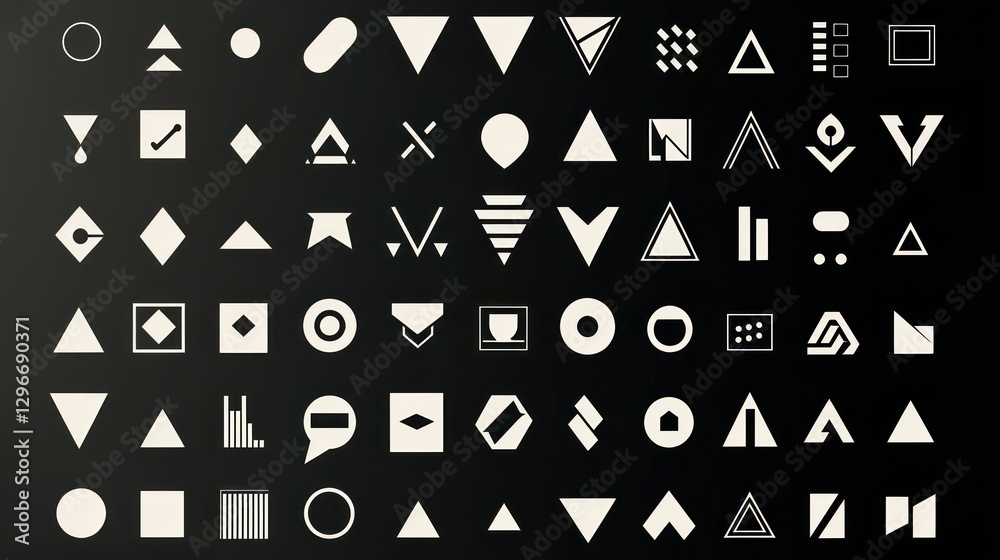 Poster A bold collection of solid business icons, featuring sharp and defined shapes for maximum impact.