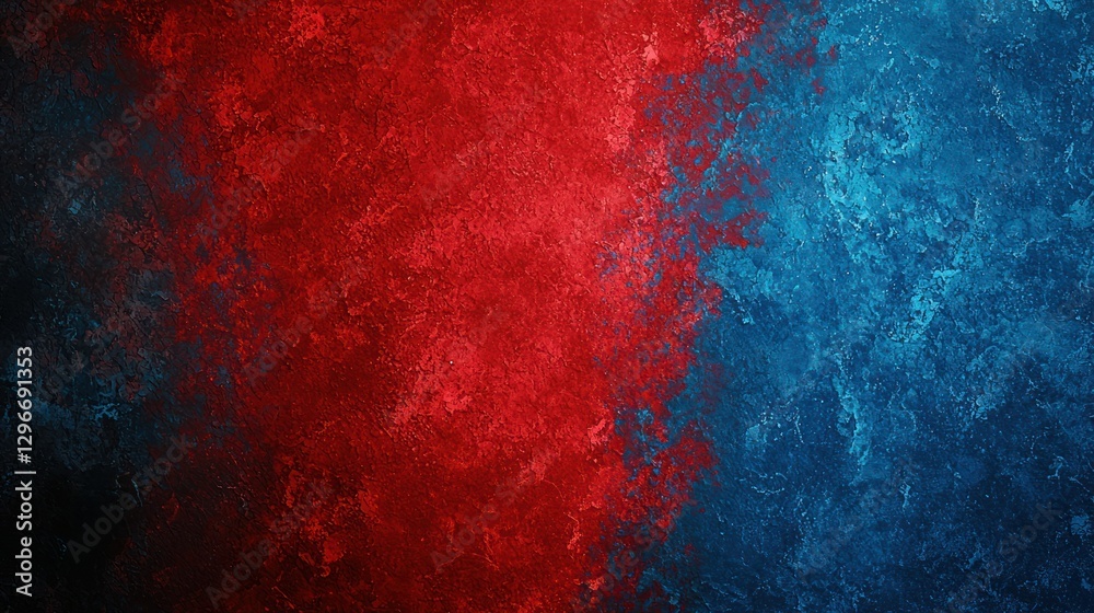 Poster A bold red and blue background with a clean gradient blending the two colors.