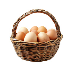 Fresh Eggs Nestled in a Rustic Wicker Basket