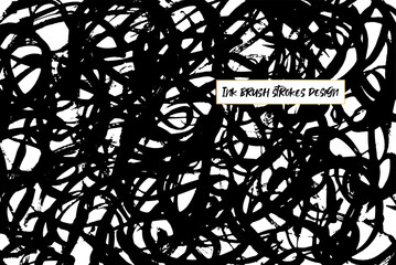 Ink brush strokes background. Grunge Brush strokes Background. Grunge texture Background. Abstract Black and white grunge texture. Vector brush stroke texture. Black ink, paint splatter.