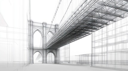 Fototapeta premium Architectural drawing of a city bridge
