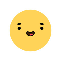 Cute yellow smile icon with excited facial expression. Yellow character with happy mood isolated on a white background. Vector flat illustration. Perfect for social media, stickers.