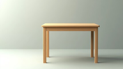 Plain Wooden Table in Empty Room Clean Interior Decor, Minimalist Still Life, Warm Light, Neutral Backdrop